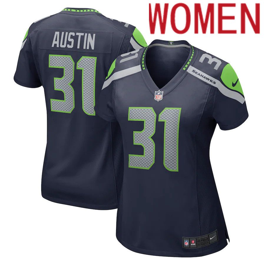 Women Seattle Seahawks #31 Blessuan Austin Nike College Navy Game NFL Jersey->women nfl jersey->Women Jersey